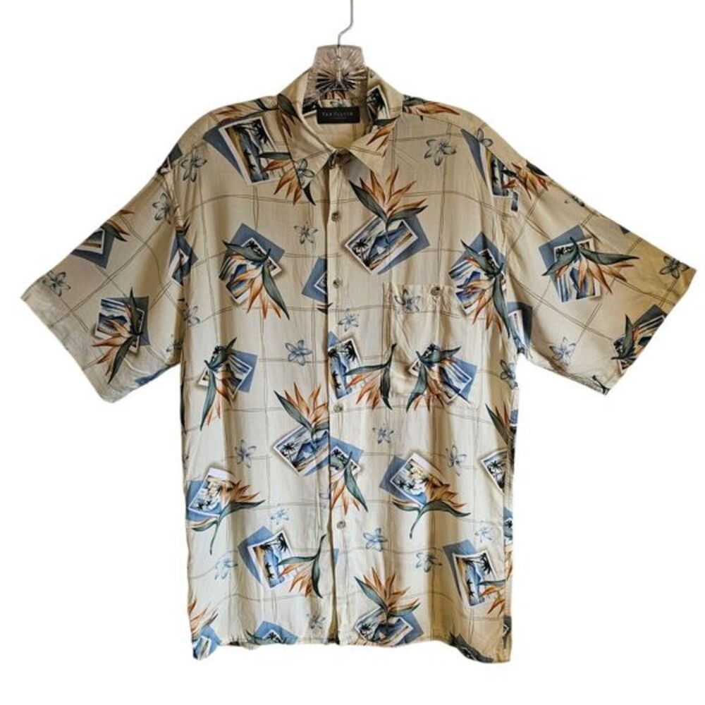 VAN HEUSEN‎ Mens Size Small Tropical Hawaiian Short Sleeve Button Up Shirt